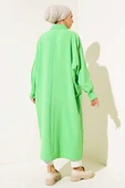 Yarasa Kol Oversize Uzun Gömlek Yeşil - 3