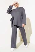 Yandan Bağlamalı Tunik İkili Takım Füme thumbnail 2