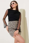 Kolları Tül Sandy Bluz Siyah thumbnail 2
