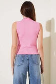Dik Yaka Kolsuz Body Pembe thumbnail 3