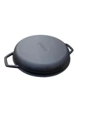 HOSSE 28 cm Yuvarlak Demir Döküm Grill Tava Çift Kulplu Siyah - 2