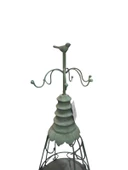 11 Askılı Kuşlu Kafes Takı Standı Düzenleyici Organizer Eskitme Yeşil Metal 44cm - 3