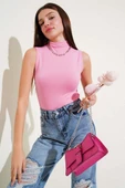 Dik Yaka Kolsuz Body Pembe thumbnail 2