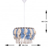 LİLATOLYE Atolye Zed Makrome Yaprak Mavi Avize ZED96 - 4