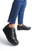 Erkek Hakiki Deri Bağcıklı Siyah Casual Ayakkabı - 1
