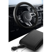 Binek araçlarla uyumlu dikme direksiyon kılıfı - siyah deri terletmez lüks model - 1