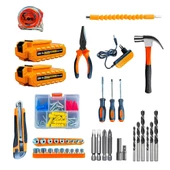 258 Vf 10 Ah Darbeli 100 Pcs Set Li-on Çift Akülü Çelik Şanzuman Hızlı Şarjlı Akülü Vidalama Matkap - 4