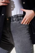 Dar Paça Bel Lastikli Kot Pantolon Füme - 4
