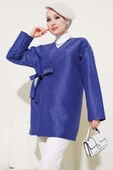 Yandan Bağlamalı Kapitone Kimono Lacivert thumbnail 1