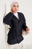 Yandan Bağlamalı Kapitone Kimono Siyah thumbnail 1