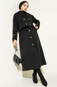Kuşaklı İkili Trençkot Takım Siyah thumbnail 1