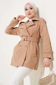 Omuz Apoletli Kısa Kaşe Kaban Camel thumbnail 1