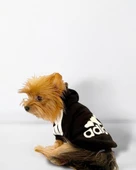 Black Adidog Kapşonlu Sweatshirt Köpek Kazağı - 7