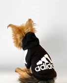Black Adidog Kapşonlu Sweatshirt Köpek Kazağı - 6