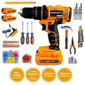 258 Vf 10 Ah Darbeli 100 Pcs Set Li-on Çift Akülü Çelik Şanzuman Hızlı  Şarjlı Akülü Vidalama Matkap - 1