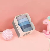 Vintage Washi Tape Bant Yapışkanlı Maskeleme Kağıdı Renkli Bant 5 li - Mavi Tonları N3 - 1