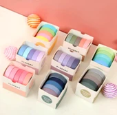 Vintage Washi Tape Bant Yapışkanlı Maskeleme Kağıdı Renkli Bant 5 li - Mor-Mavi Tonları N2 - 2
