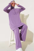 Loyşa Hakim Yaka Fermuarlı İkili Takım Lila - 1