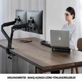NPO STD7080G 10"-27" Amortisörlü  VESA Monitör Tutucu Çift Kol Koyu Gri - 5