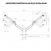 NPO STD7080G 10"-27" Amortisörlü  VESA Monitör Tutucu Çift Kol Koyu Gri - 7