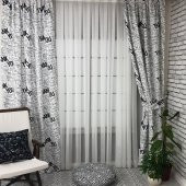 Yazı Desenli Tasarım Perde Kornişe, Rustik Boruya, Rustik Halkaya Uyumlu 1 Kanat Bağcıklı - 5