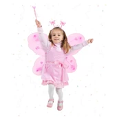 Toz Pembe Kelebek Kanadı Tacı ve Sopası thumbnail 2