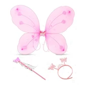 Toz Pembe Kelebek Kanadı Tacı ve Sopası thumbnail 3