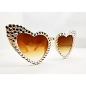 Krem Taşlı Kalp Gelin Gözlüğü thumbnail 2