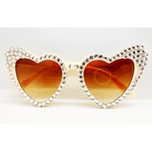 Krem Taşlı Kalp Gelin Gözlüğü thumbnail 3