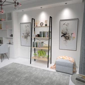 Dekoratif Ahşap Ve Metal Kitaplık Çok Amaçlı Raf - 3