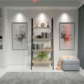 Dekoratif Ahşap Ve Metal Kitaplık Çok Amaçlı Raf - 1