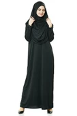 Siyah Namaz Elbisesi - Kabe Motifli Seccade ve Tesbih - İbadet Seti - 8