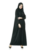 Siyah Namaz Elbisesi - Kabe Motifli Seccade ve Tesbih - İbadet Seti - 12