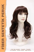 ORTA BOY KAKÜLLÜ UÇLARI DALGALI FİBER SENTETİK PERUK thumbnail 3