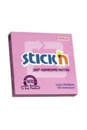 Hopax Stickn Yapışkanlı Not Kağıdı 76X76 Mm 360 Pembe 100 Yaprak 12 Li (1 Paket 12 Adet) - 1