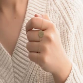 Plaka Altın Bileklik 14 Ayar Çiçek tasarım Sarı&Beyaz thumbnail 2