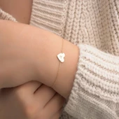 Plaka Kalp Altın Bileklik 14 Ayar (harf,isim,tarih) thumbnail 4