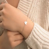 Plaka Kalp Altın Bileklik 14 Ayar (harf,isim,tarih) thumbnail 1