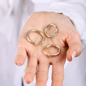 14 Ayar Altın Halka Küpe Siens Tasarım 3.0 cm - 4