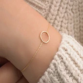 Halka Altın Bileklik 14 Ayar Sarı Altın - 1