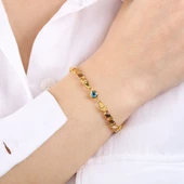 Pullu Altın Bileklik 14 Ayar Nazarboncuklu 5mm thumbnail 2