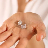 Beyaz Altın Baget Küpe - 1