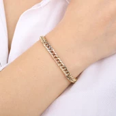 Gurmet Altın Bileklik 14 Ayar Tricolor 5mm thumbnail 2