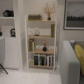 Dekoratif Kitaplık Ahşap Çok Amaçlı Raf Mini Kİtaplık Beyaz - 1