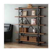 Dekoratif Ahşap Metal Kitaplık Raf  Kitaplık Rafı - 1