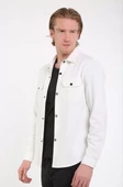 Unisex Uzun Kol Yakalı Gömlek - Beyaz - 5