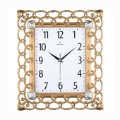 DUVAR SAATİ ALTIN SARISI ÇERÇEVE ÇAP:32.3CMX 37.5CM PVC KADRAN SESSİZ AKAR MAKİNE MİNERAL CAM AKRİLİK BOYALI 2 RENK ABS KASA KADRAN BASKI ALANI: 105X170MM KADRAN ÖLÇÜSÜ: 190X241MM - 1
