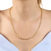 14 Ayar Altın Topaç ve Figaro Zincir 50 Cm thumbnail 1