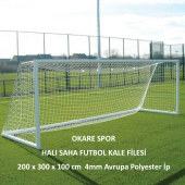 Okare Spor Halı Saha Futbol Kale Filesi 2x3x1m- 4 mm Polyester İp - 1