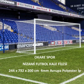 Okare Spor Profesyonel Futbol Nizami Kale Filesi 2,44x 7,32x 2 m - 4 mm Polyester ip - 1
